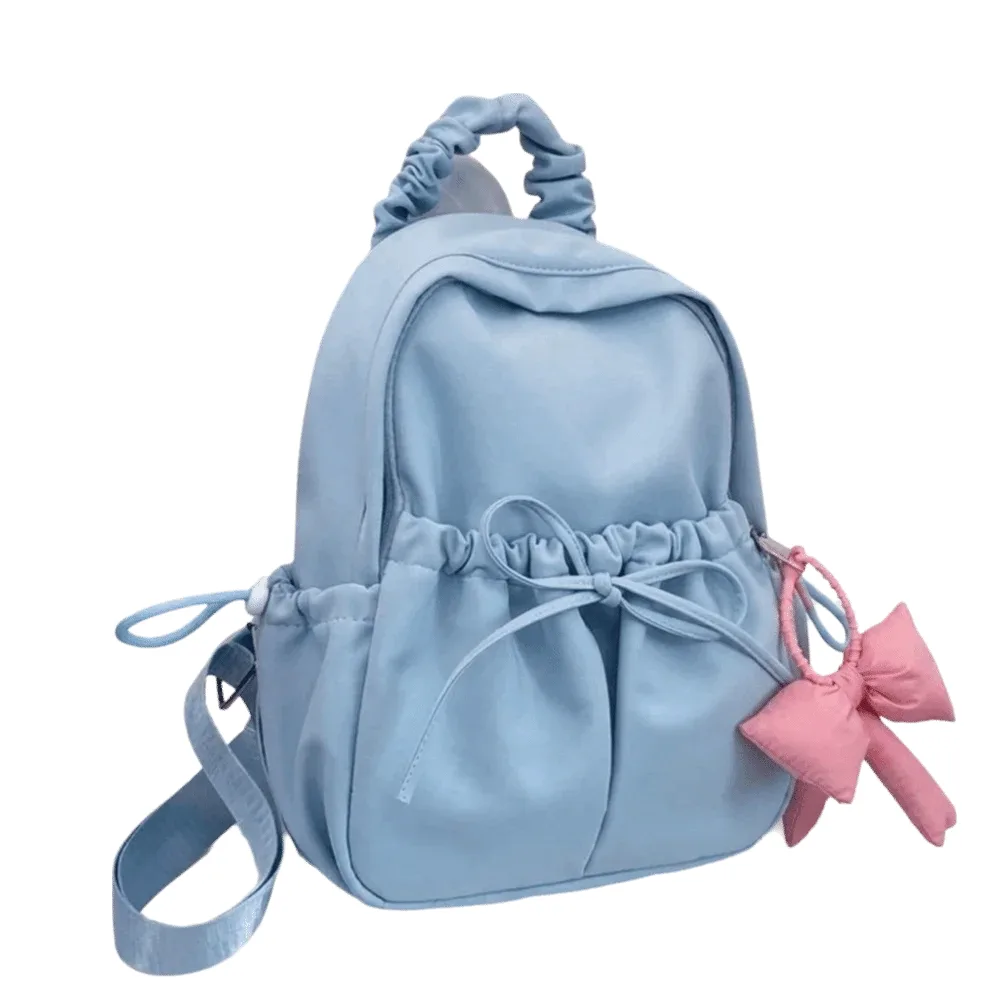 sac à dos en nylon pour étudiants, grande capacité, bretelles réglables, sac de voyage léger, sac à dos souple avec nœud pour femmes