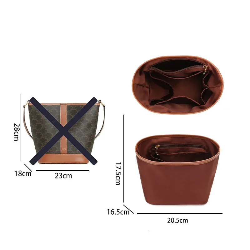 insert organisateur de sac à main léger pour sac en toile celine triomphe, intérieur de sac à main en soie et en nylon pour sacs de luxe