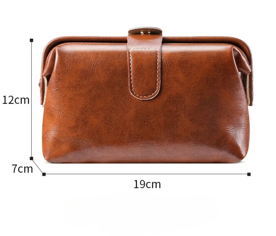 sac à maquillage en cuir véritable, sac cosmétique vintage pour femmes et filles, porte-monnaie à bouton, grande capacité, trousse de maquillage imperméable