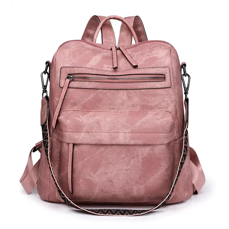 sac à main en cuir pu imperméable et antivol pour femmes, grande capacité, rétro, voyage, collège, sac à dos pour ordinateur portable, sac à bandoulière