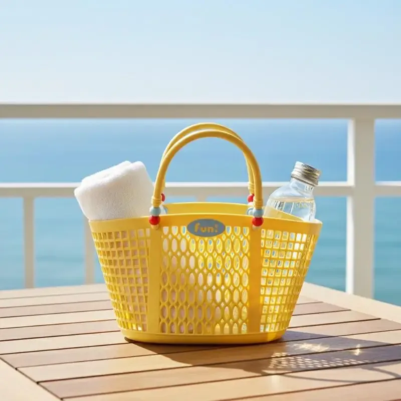 panier de rangement de salle de bain style bohème, imperméable et drainable, ajouré léger, pour articles de toilette et organisateur de légumes