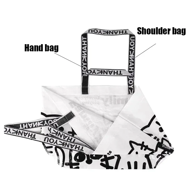 sac de courses en pp tissé, motif chats mignons, sac à bandoulière réutilisable, fourre-tout imperméable, sac à main portable pour courses et supermarché