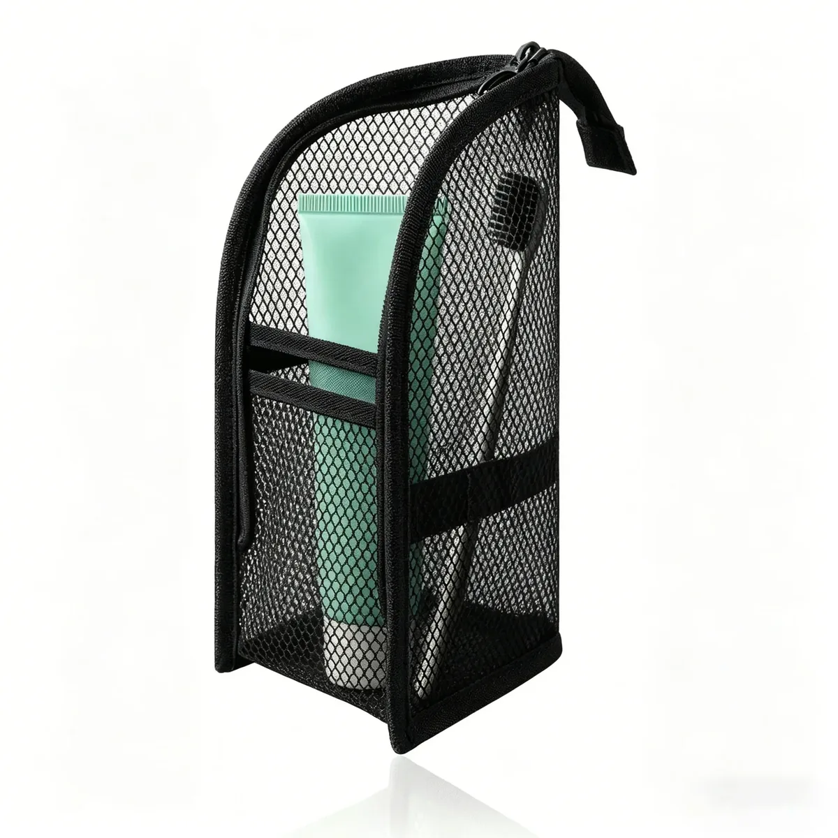 trousse de toilette de voyage en maille, organisateur portable pour brosse à dents et cosmétiques, pochette de rangement pour pinceaux de maquillage, trousse de lavage pour salle de bain