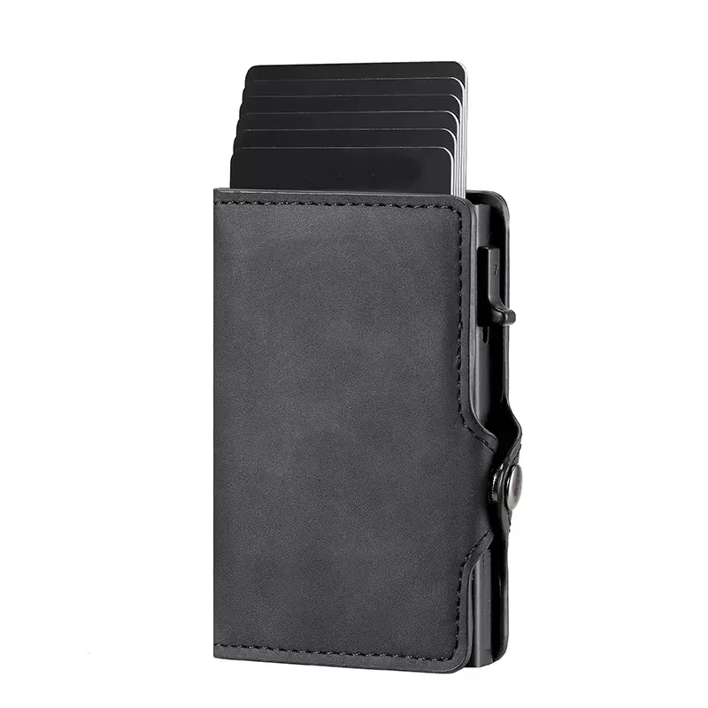 porte-cartes anti-scan rfid, portefeuille fin en fibre de carbone pour homme, organisateur de cartes bancaires portable, sac de rangement multifonctionnel pour pièces de monnaie