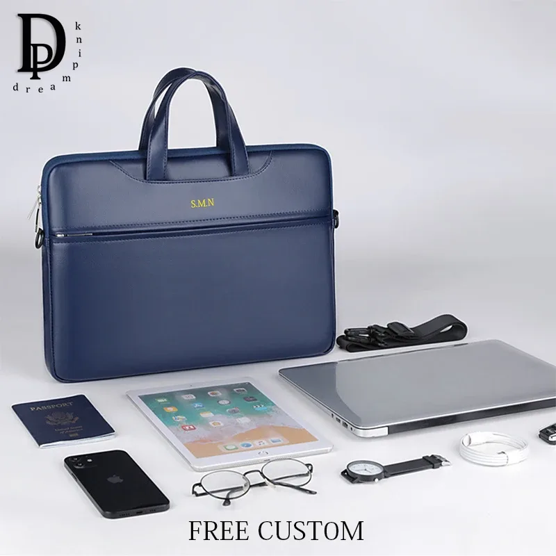 sac à ordinateur portable simple pour homme d'affaires, sac à main de luxe en cuir pu grande capacité pour femme, sac bandoulière personnalisable avec initiales diy