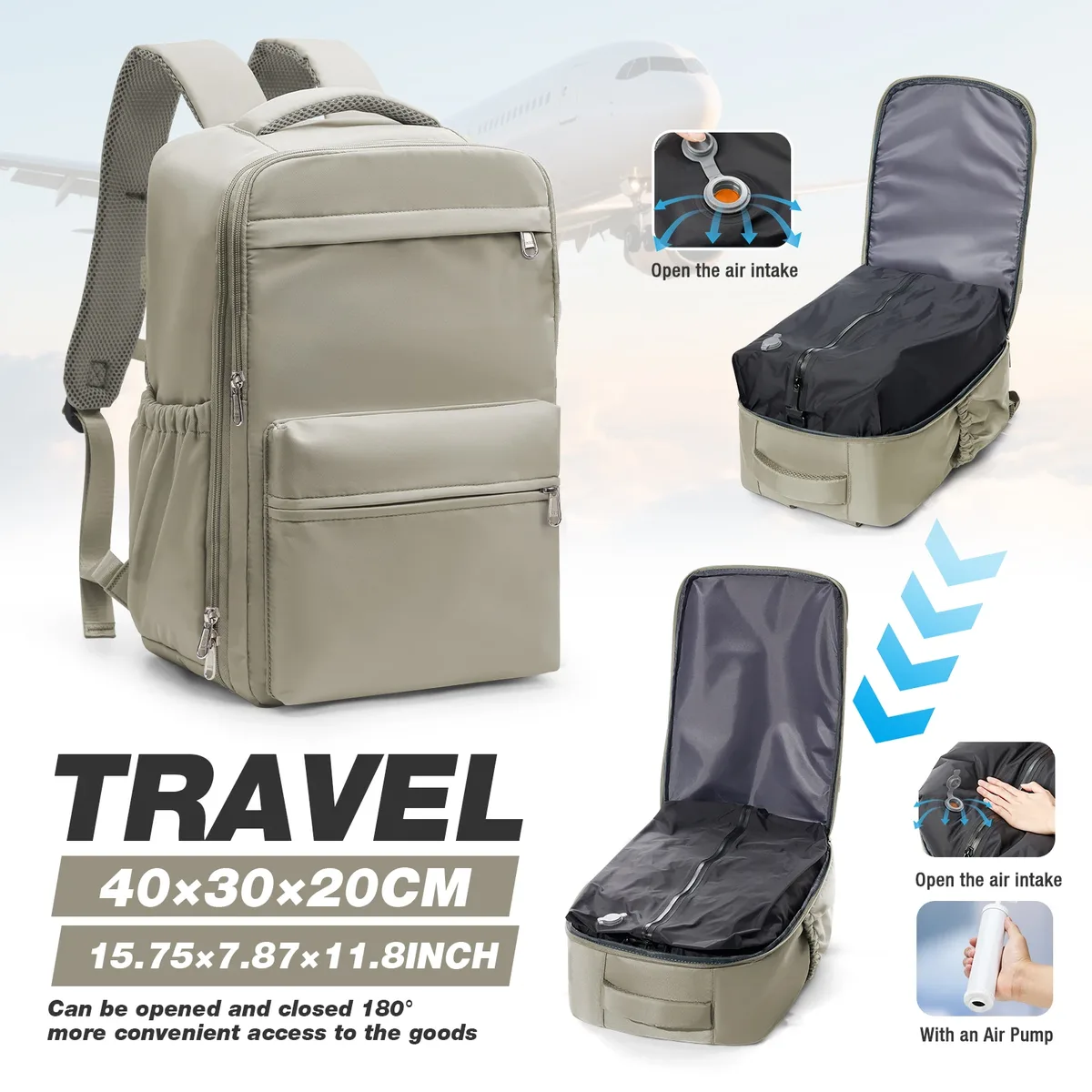 ryanair airlines sac de cabine sous siège 40x30x20 sac polochon de voyage bagage à main sac de voyage pour femmes hommes, sac à dos sous vide