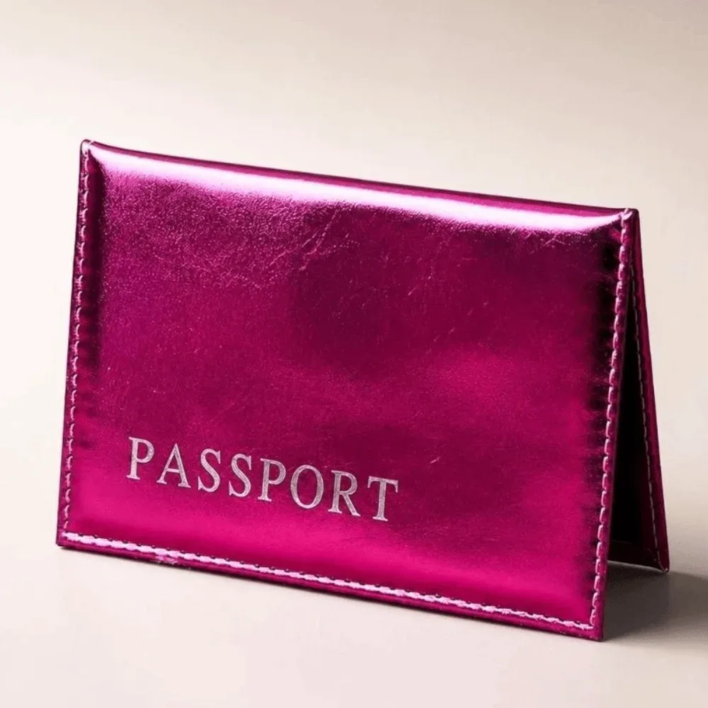 porte-passeport en cuir pu tendance, brillant, imperméable, multifonctionnel, portable, pour les voyages