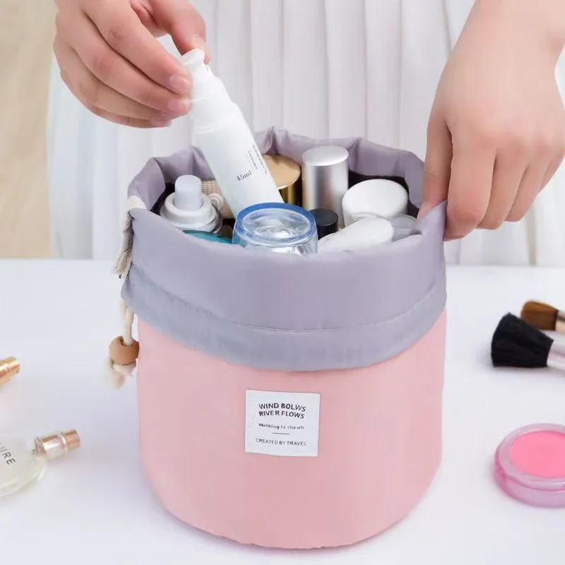 trousse de maquillage ronde étanche pour femme, trousse de toilette, trousse de maquillage de voyage, trousse de rangement pour femme, haute capacité, large, mode, nouveau