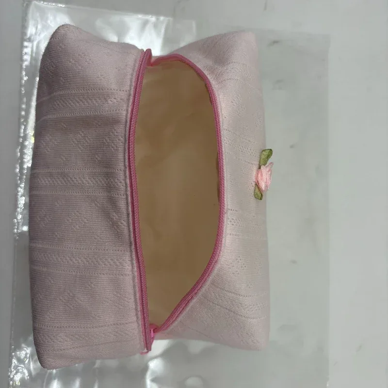ins – trousse de maquillage à la mode, 1 pièce, élégante, simple, douce, florale, rouge à lèvres, portable, grande capacité, sac de rangement pour câbles d'écouteurs