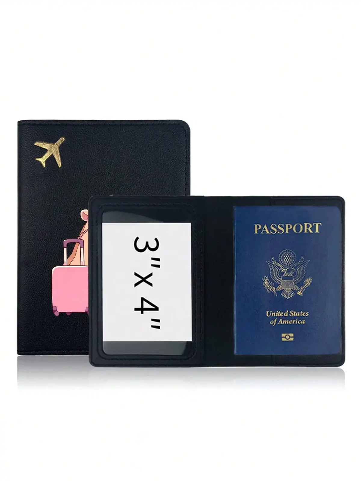 pochette passeport noire motif hamster lunettes nœud papillon voyage document transport sac petite taille usage routier