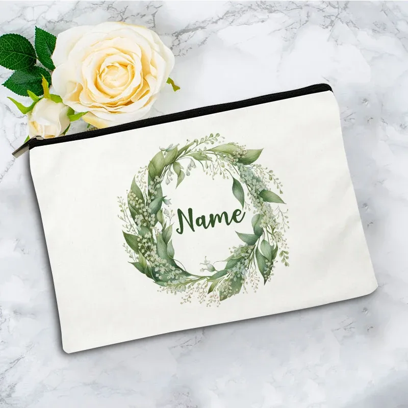 pochette zippée à motif floral pour femme, sac de voyage, organisateur en toile, trousse de maquillage, cadeau pour enseignant avec nom personnalisé lady f