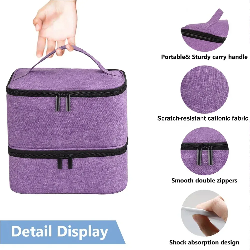 sac de rangement portable pour vernis à ongles, 30 compartiments, double couche, avec poignée, sac pour huiles essentielles
