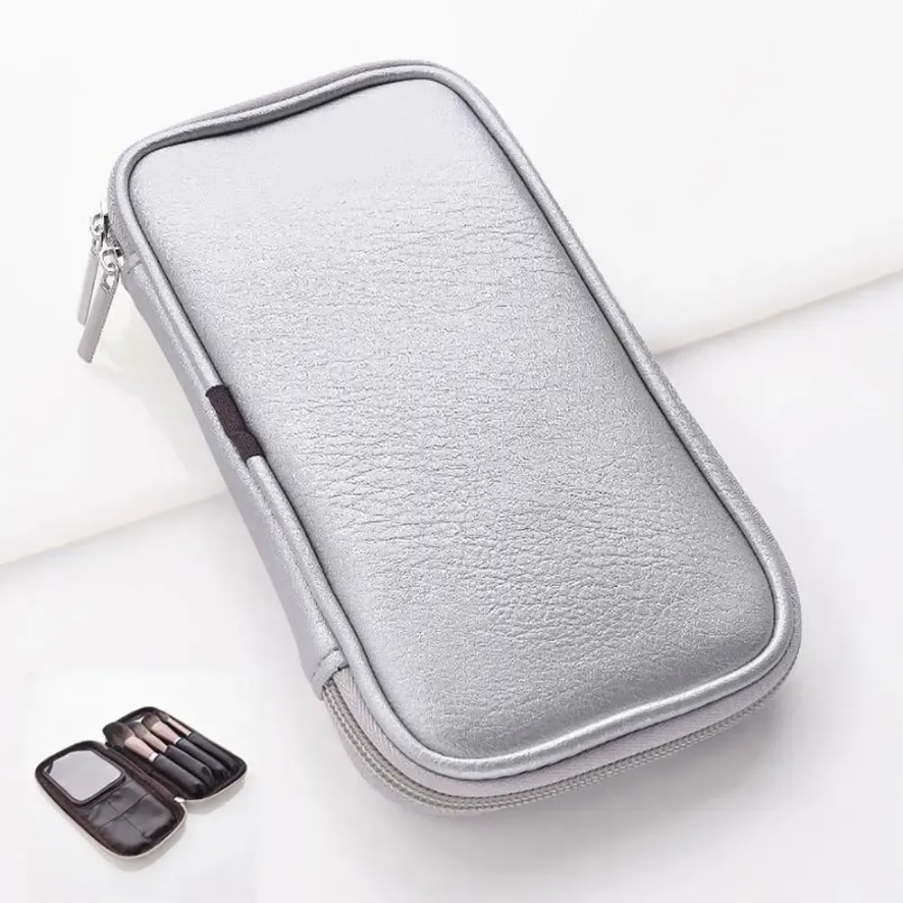 sac à pinceaux de maquillage en cuir pu durable, étui étanche à la poussière, sac cosmétique portable, évaluation de voyage