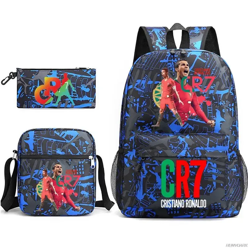 sac dos oxford université appliques cristiano ronaldo motifs galactiques ligne bleue pochette bandoulière noire vert rouge voyage étudiant