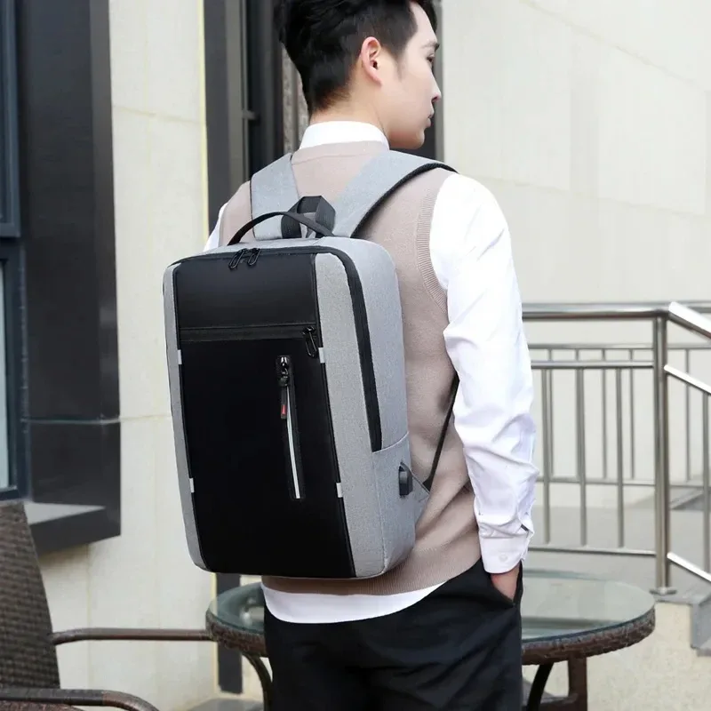 sac à dos oxford étanche pour hommes, 15.6 pouces, avec port de chargement usb, sac d'école de voyage d'affaires de grande capacité