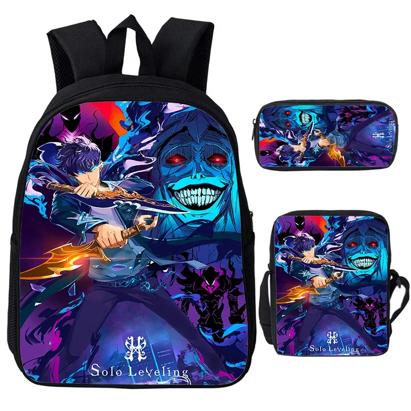 solo nivellement igris enfant sacs à dos sac à bandoulière trousse à crayons 3 pièces ensemble grande capacité sacs d'école pour garçons filles voyage sacs à dos