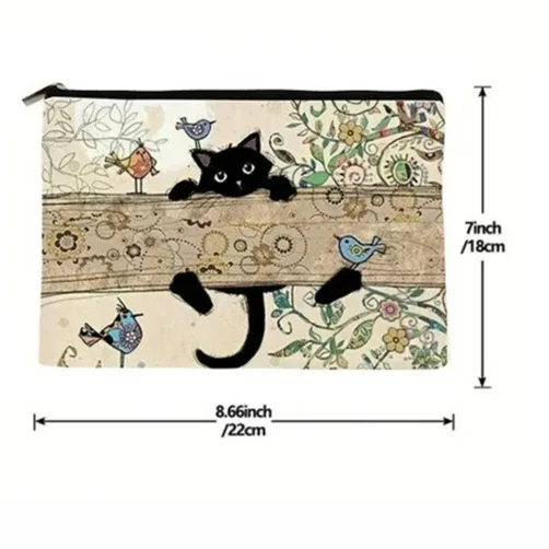 pochette à fermeture éclair à motif de chat noir, durable, sac à cosmétiques, cadeau pour les sœurs, les amis, les amoureux des chats | trousse de maquillage design et colorée