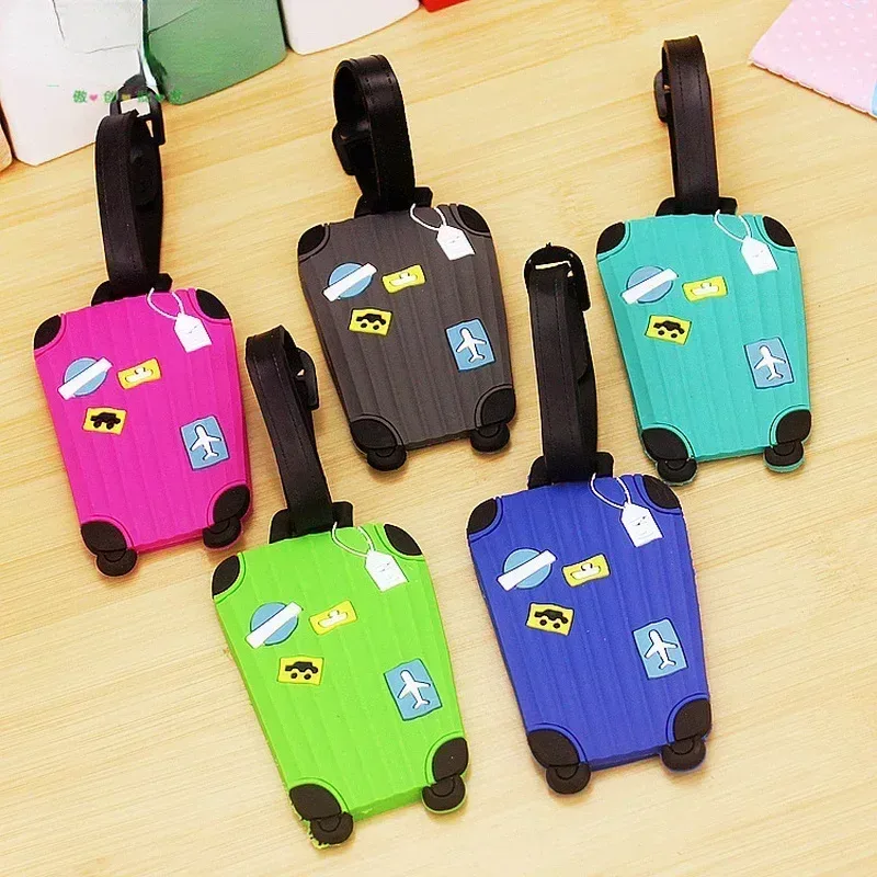 étiquettes de bagage en silicone tendance, accessoires de voyage portables pour l'enregistrement des bagages