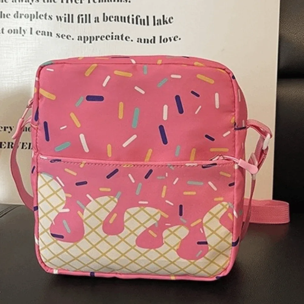 sac dos tissu oxford motif glace vanille perles colorées bleu clair rose bleu foncé usage étudiant voyage école sortie