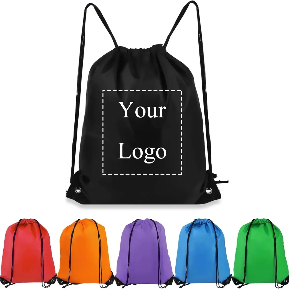 10/20/30/50pcs Sac à dos à cordon de serrage avec logo personnalisé - Sac de sport de plein air léger pour la randonnée, le camping, la salle de sport et les voyages