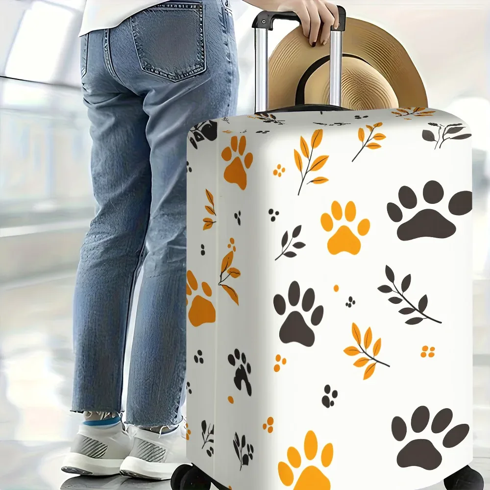 housse valise polyester motif pattes animal blanc bleu noir gris protection voyage grande taille