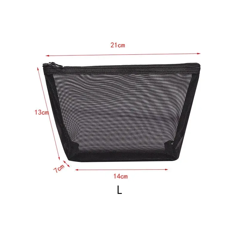 sacs de maquillage de lavage de toilette, trousse de maquillage en maille transparente noire, pochette de rangement, sac à cosmétiques de voyage pour femmes, fermeture éclair décontractée