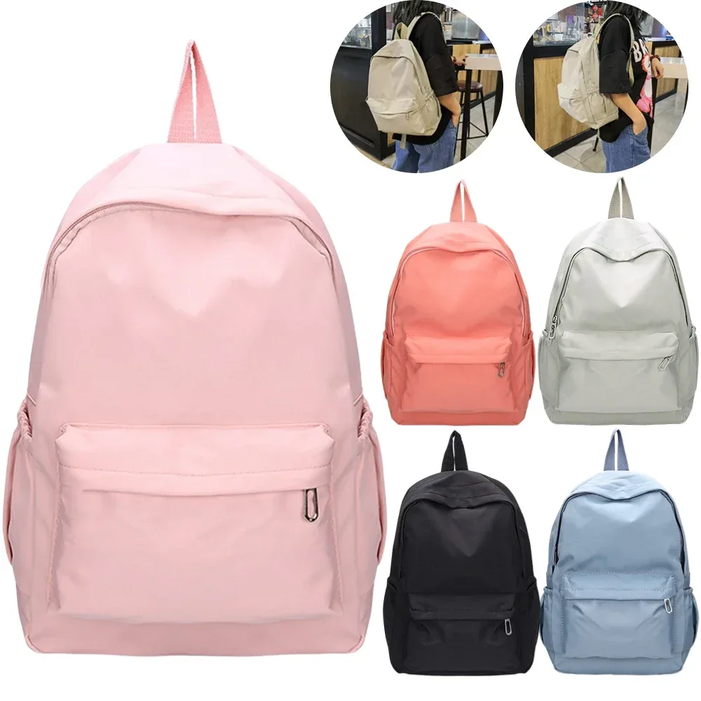 preppy – sac à bandoulière de couleur unie, sac à dos d'école en nylon pour adolescent coréen, sac d'école blanc, sac à dos de sport et de voyage pour femmes