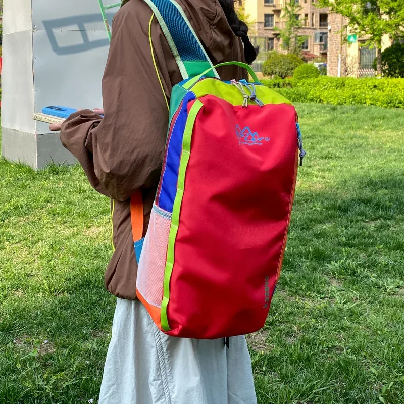 nouveau sac à dos de voyage sportif décontracté bicolore pour l'extérieur, léger, en nylon, unisexe, polyvalent, tendance, pour les loisirs, capacité inférieure à 20l