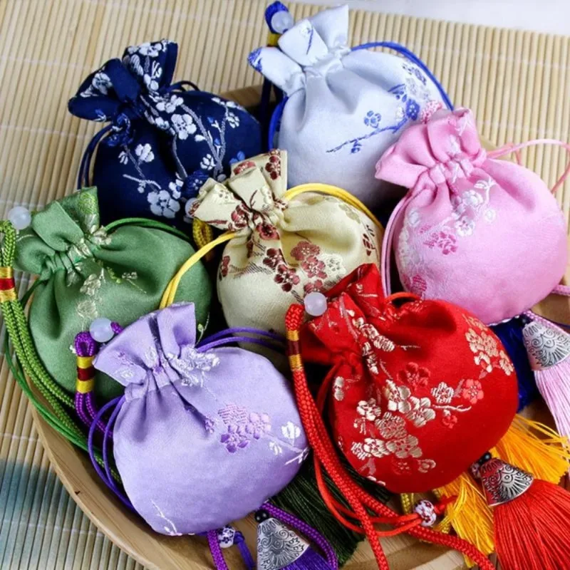 sachet vintage brocart hanfu accessoires voiture accrocher intérieur portable sachet bijoux sac de rangement