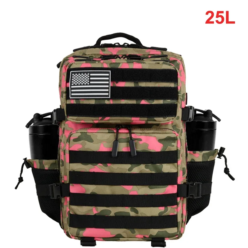 sac à dos tactique 25l pour femmes voyage en plein air randonnée bug out sac week-end exercice athlétisme sac à dos de gymnastique avec double porte-gobelet