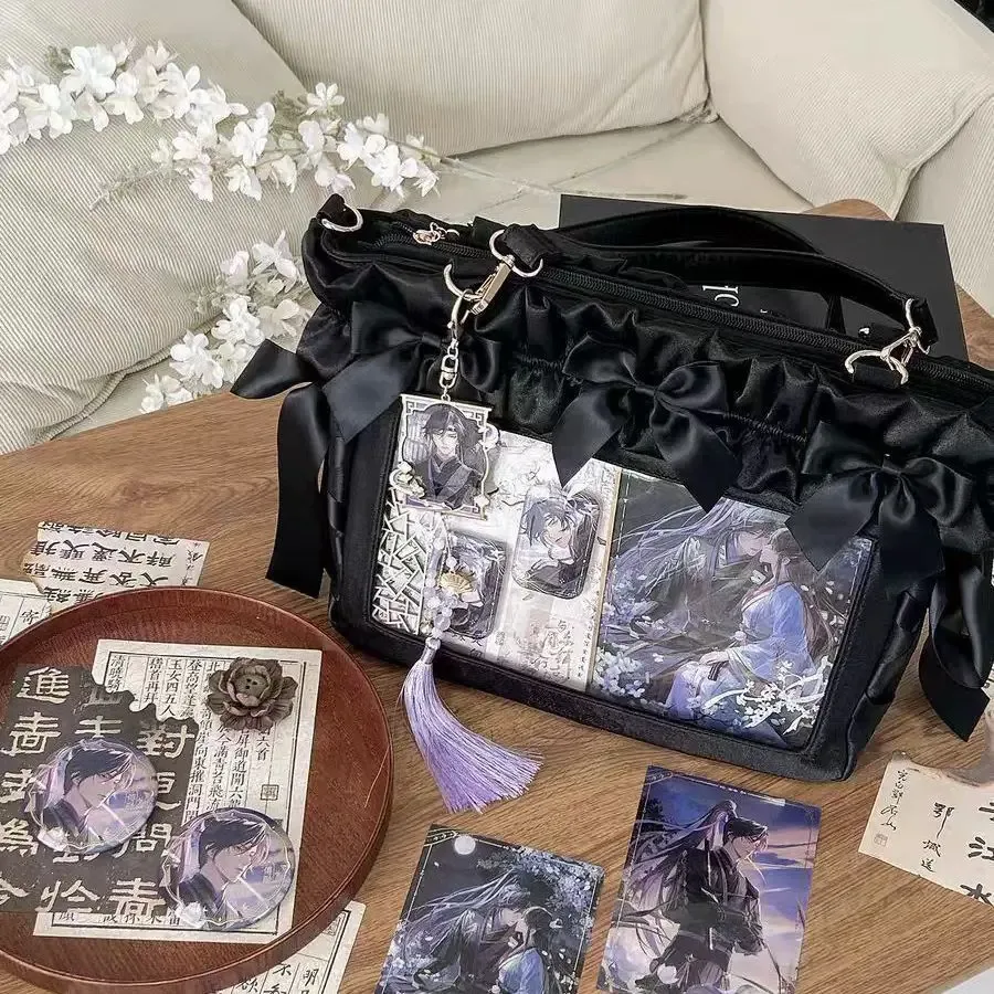 nouveau sac bandoulière y2k avec nœud en ruban, sac à bandoulière transparent grande capacité pour jeunes filles, sac à main diy, sac fourre-tout en satin pour femme