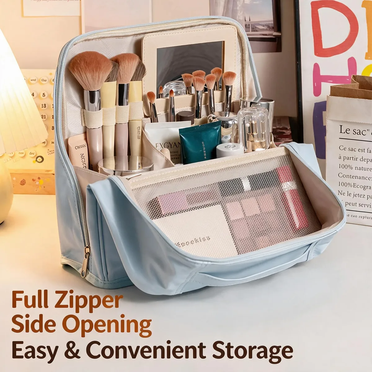 trousse de maquillage portable, sac de voyage suspendable, imperméable, pliable, trousse de toilette de voyage verticale, sac de rangement domestique