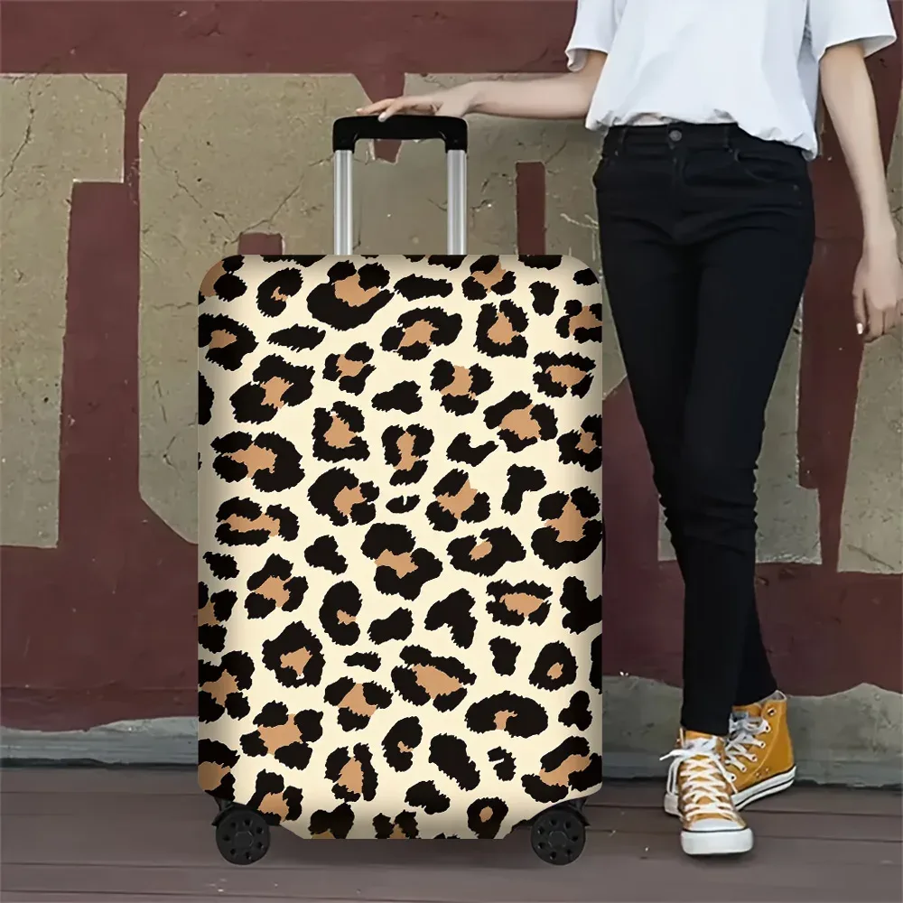 1 housse de protection pour bagages motif léopard, pour bagages de 18 à 32 pouces ; accessoires de voyage anti-poussière et élastiques pour protéger efficacement vos bagages