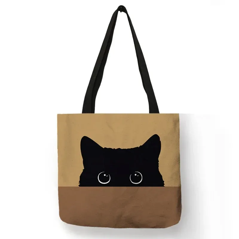 sac fourre-tout décontracté mignon animal de compagnie noir patte de chat imprimé femmes sac à bandoulière sac à main dames eco réutilisable shopper sacs pour l'épicerie