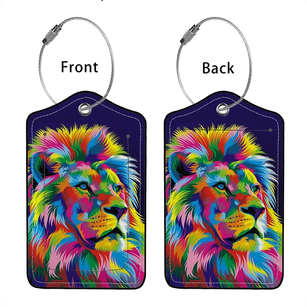 vente flash étiquette de bagage en cuir avec animaux mignons, étiquette d'adresse pour valise, étiquette d'embarquement pour bagage, clip d'identification avec nom et adresse
