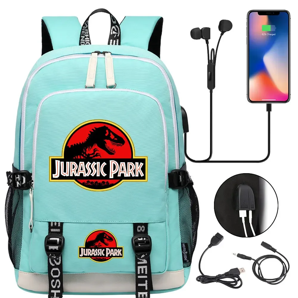 jurassic park world dinosaure adolescent usb charge sac à dos pour ordinateur portable femmes hommes filles garçons enfants école livre sac voyage sac à dos