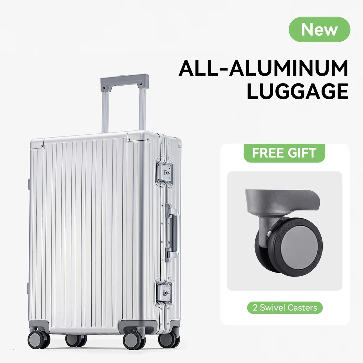 valise trolley 100 % aluminium, bagage de voyage de luxe, roues universelles, tsa, pour hommes et femmes, bagage léger, bagage cabine.
