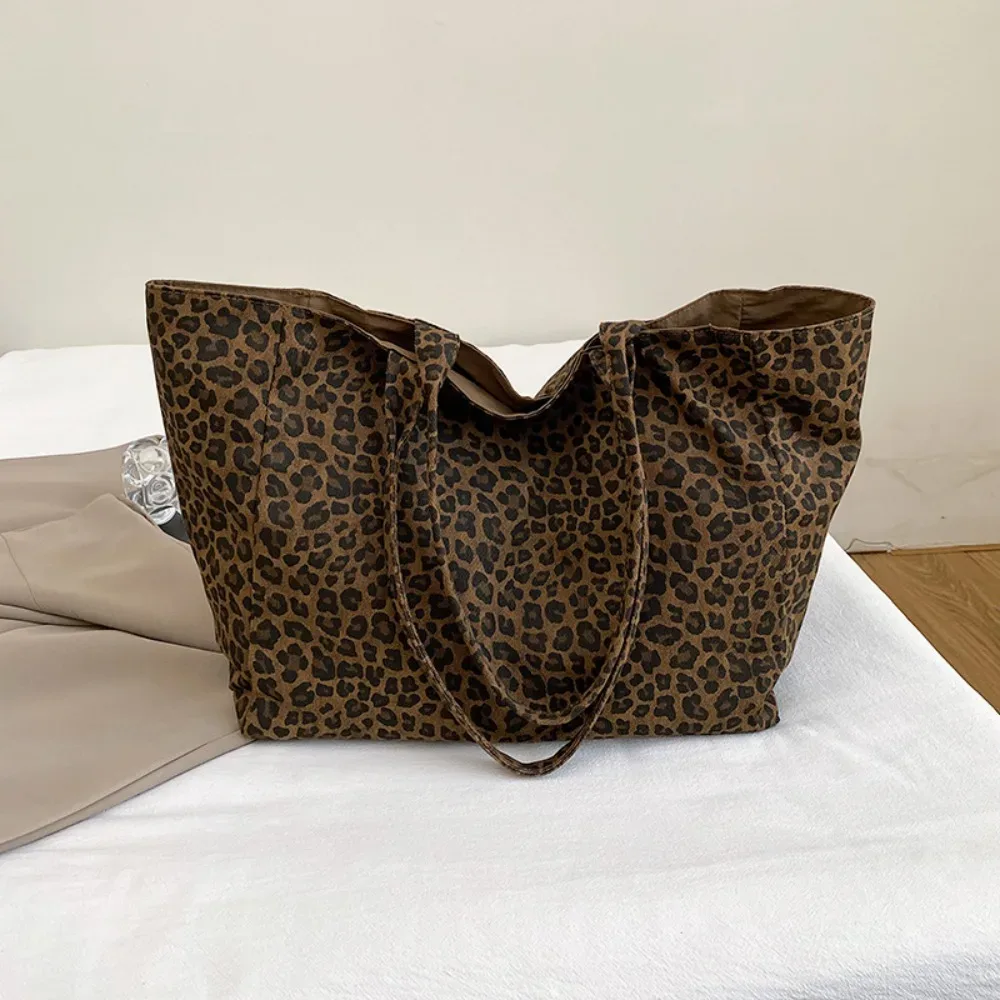 sac à bandoulière imprimé léopard tendance, grande capacité, sac fourre-tout pour femme, sac sous le bras texturé, sac bandoulière