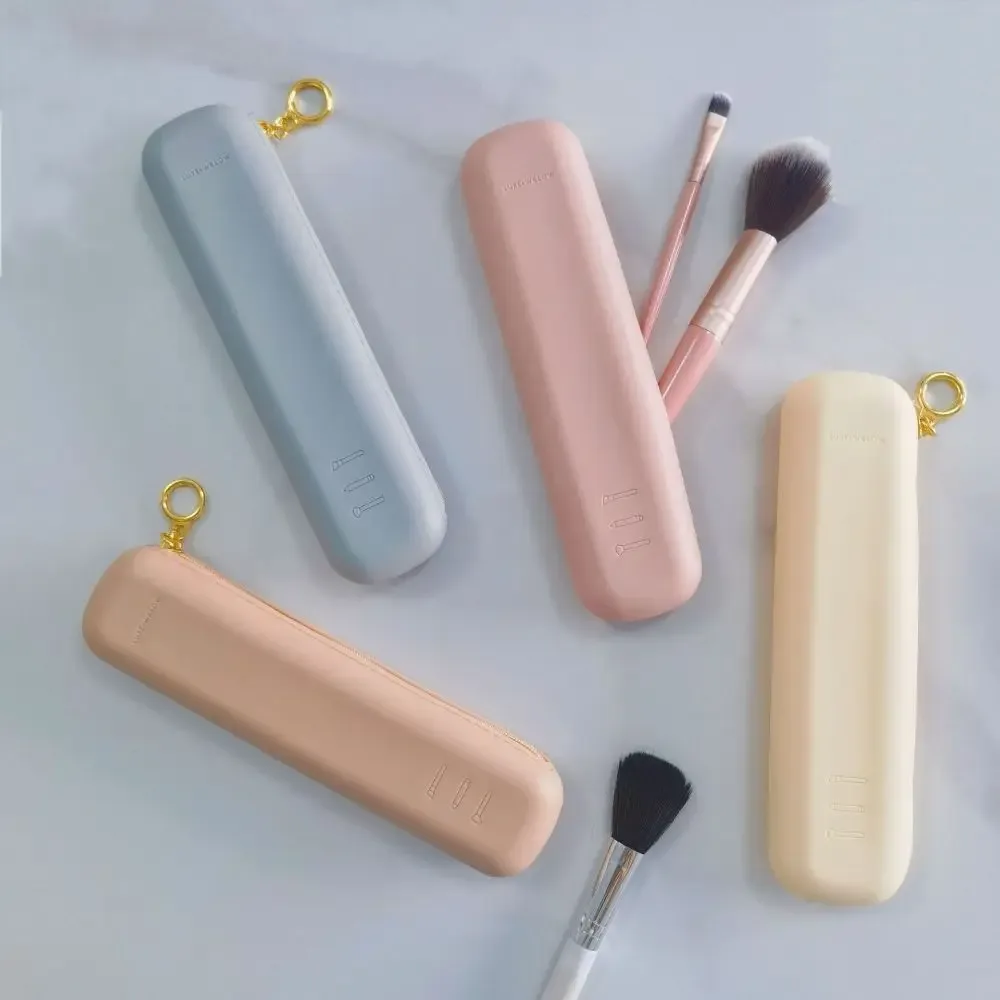 pochette en silicone pour pinceaux de maquillage avec fermeture éclair, outil de rangement pour maquillage, sac de maquillage grande capacité, sac de rangement pour pinceaux de maquillage
