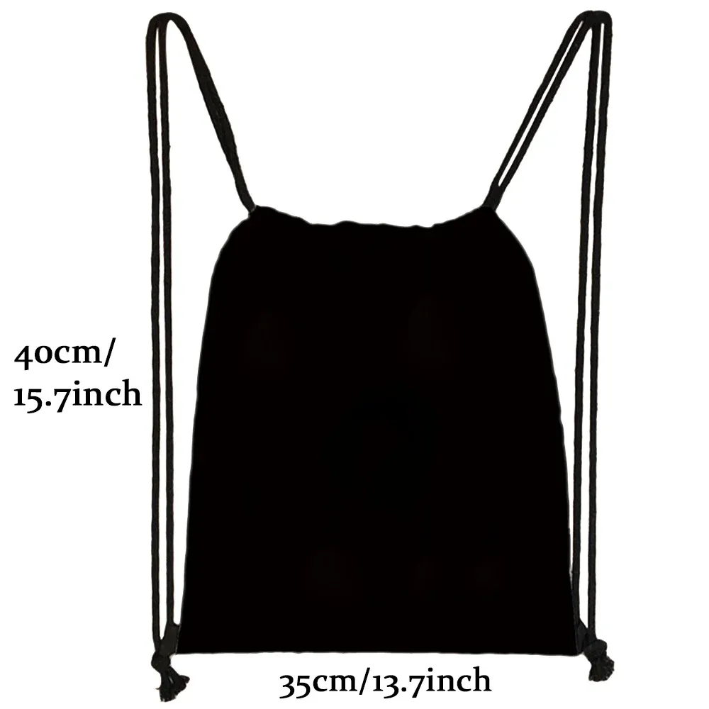 sac dos lin noir motif multicolore compact pliable cordon serrage poignées souple grande capacité sports plein air harajuku polyvalent