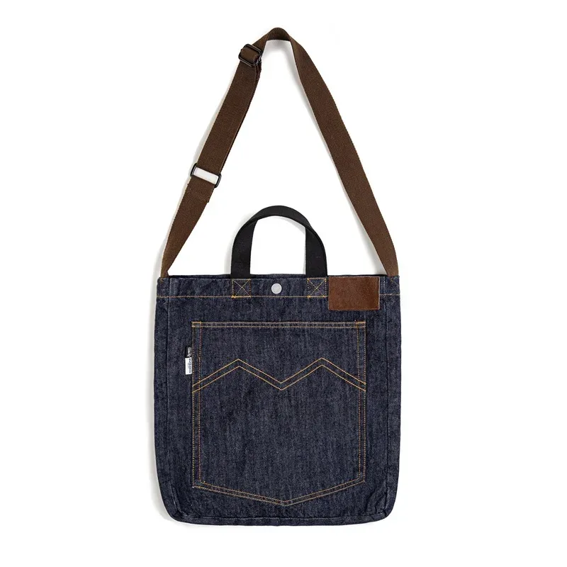 maden unisexe rétro 14oz denim sacs simple épaule sacs à bandoulière brodé polyvalent à main fourre-tout grande capacité sacs