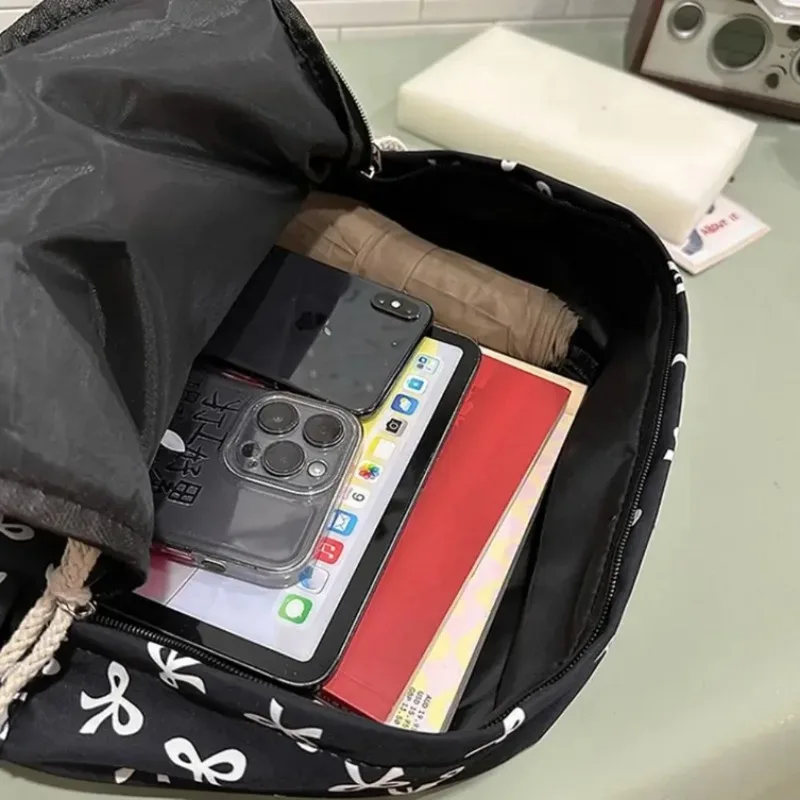 sac à dos tendance et mignon à imprimé nœud pour l'école avec protection pour ordinateur portable, bretelles réglables, cadeau idéal pour la rentrée scolaire pour les filles