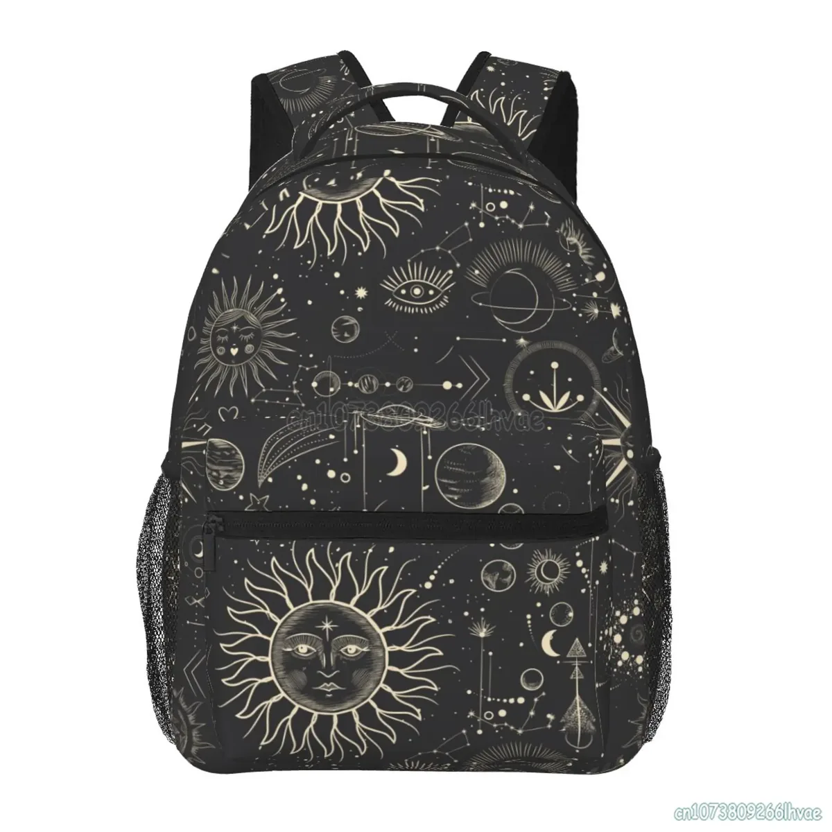 sac à dos de voyage souple unisexe, motif céleste, soleil et lune, sacs à dos gothiques mystiques, cartable pour étudiants