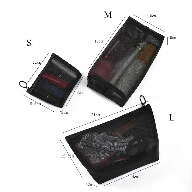 1 pièces sac de maquillage transparent pour femmes fille voyage stockage sac de lavage maquillage organisateur étui pochette amour coeur maille sac cosmétique