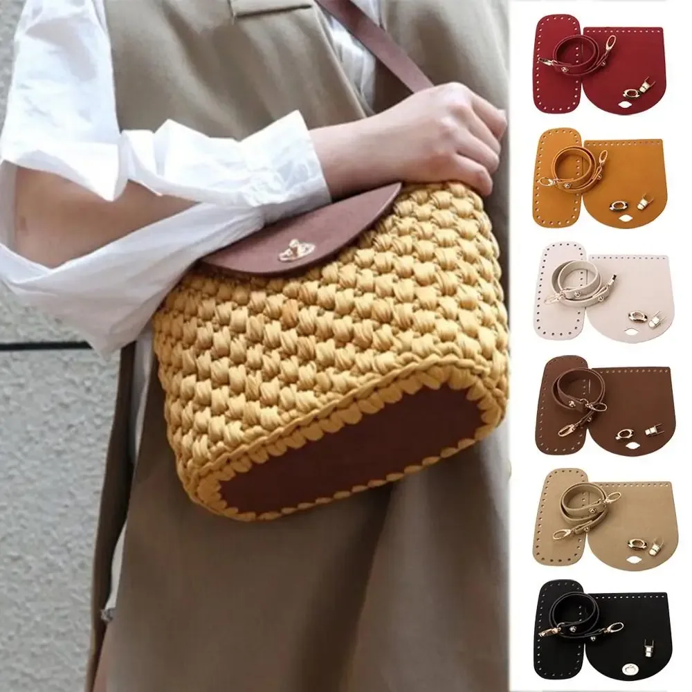 ensemble de sac tissé à sangle astronomique, faux cuir, crochet initié, sac fait main, accessoires de sac à dos, 3 pièces par ensemble