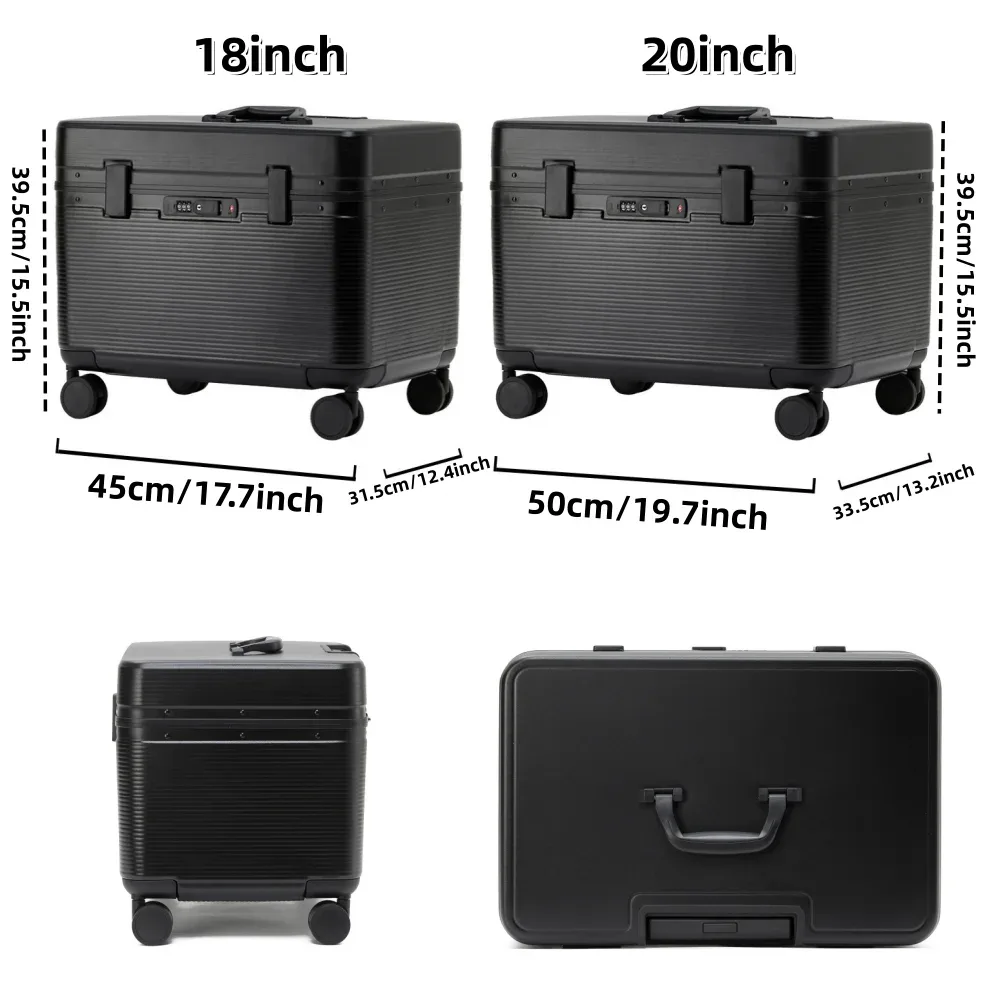 valise de voyage à ouverture supérieure 18/20 pouces, boîtier de chariot d'embarquement avec cadre en alliage d'aluminium, bagages roulants pc + matériau abs