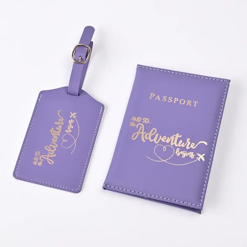 1 ensemble nouveau pu lettre impression porte-passeport étui air billet clip passeport couvre étiquette de bagage id banque porte-carte de crédit sac unisexe