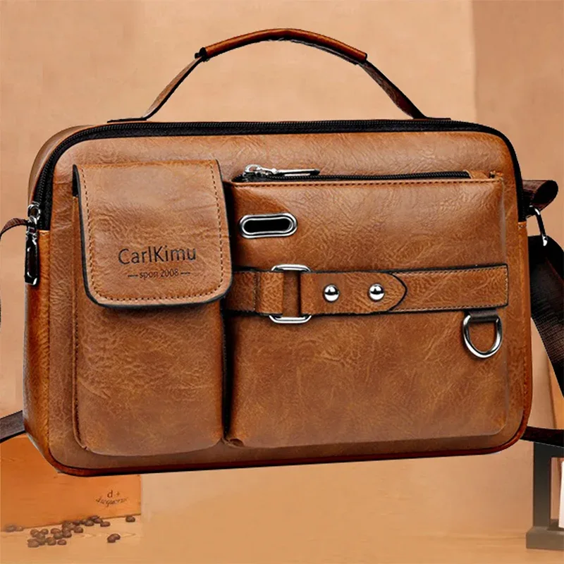 Sac messager rétro pour hommes avec conception étanche, mallette pour ordinateur portable de grande capacité pour le travail de bureau, les voyages et l'école