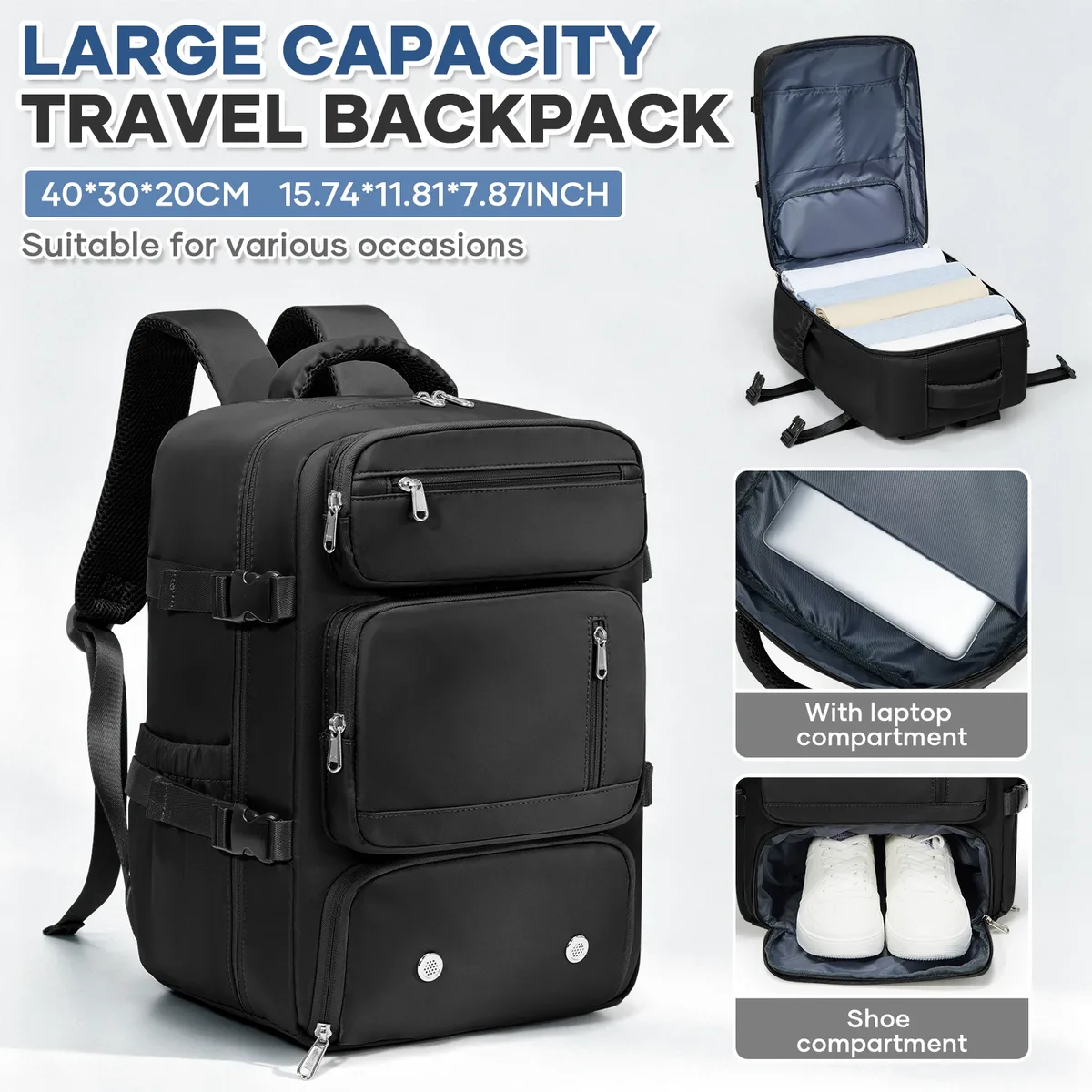 sac de cabine ryanair 40x30x20, sac à dos de voyage pour femmes et hommes, sac pour ordinateur portable, sac à dos pour bagages à main, sac de cabine pour avion, sac d'étudiant