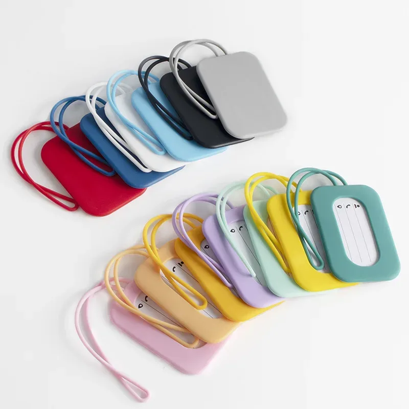 étiquettes de bagage de voyage en silicone, porte-nom et porte-carte d'identité, étiquette de valise de couleur unie, étiquette de bagage d'embarquement, accessoires de voyage